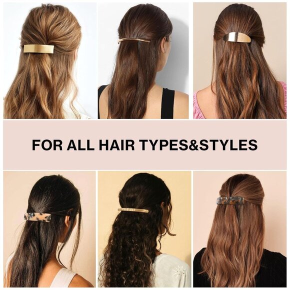 6pcs Women Gold Hair Clips Metal Flat Barrettes for All Hair Types - Picture 2 of 6